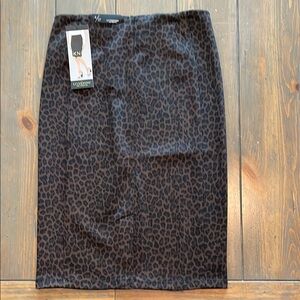Liverpool Cheetah Stretch Knit Midi Pencil Skirt, size 4/27